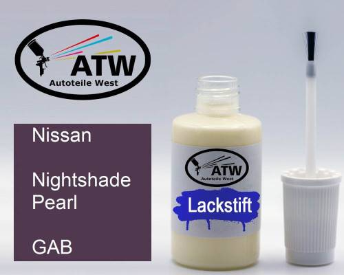 Nissan, Nightshade Pearl, GAB: 20ml Lackstift, von ATW Autoteile West.